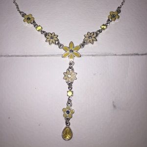 Avon yellow flower drop necklace